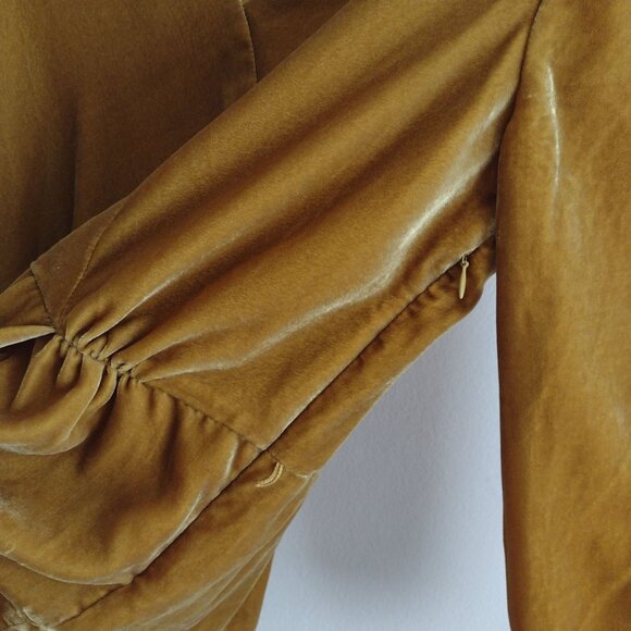 J.Crew Faux Wrap Velvet Blouse 8 Dijon Yellow Long Sleeve Top - Picture 7 of 11